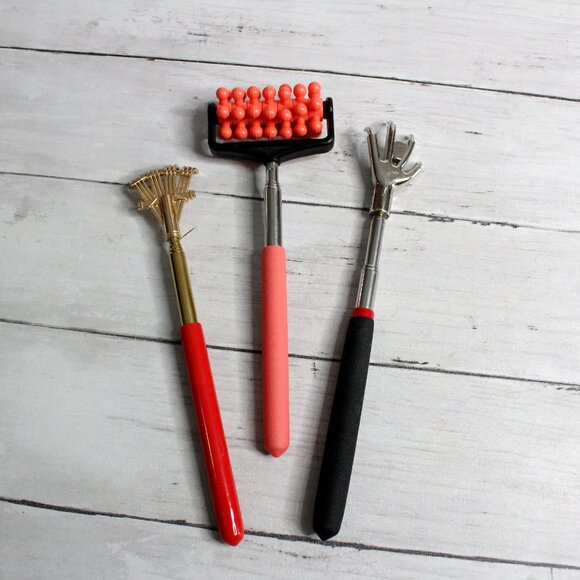 Back Scratcher Message Roller Tool Lot Portable Extendable Telescopic Handles - Picture 3 of 5